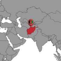 pin-kaart met de vlag van Afghanistan op de wereld map.vector afbeelding. vector
