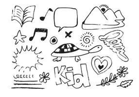 reeks van tekening kinderen Aan wit achtergrond voor concept ontwerp.kids doodle.vector illustratie. vector