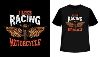 ik Leuk vinden racing motorfiets vector t-shirt ontwerp sjabloon. vector illustratie