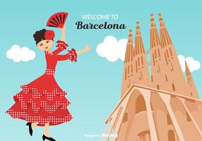 Welcome To Barcelona Vector Illustration