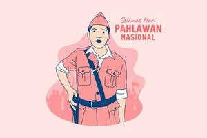 illustraties Indonesisch heroes voor Indonesisch nationaal heroes dag hari pahlawan ontwerp concept vector
