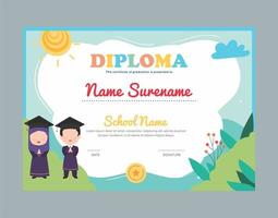 moslimtuin diploma certificaatsjabloon voor kinderen vector