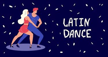 dansers dans Latijns dansen. een Mens en een vrouw tonen salsa en bachata. dans wedstrijd en tango festival vector