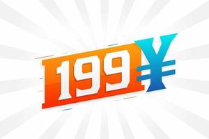 199 yuan Chinese valuta vector tekst symbool. 199 yen Japans valuta geld voorraad vector