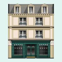 Europese oubollig steen gebouw in realistisch stijl. facade voorkant visie van oubollig huis. traditioneel architectuur. kleurrijk vector illustratie geïsoleerd Aan wit achtergrond.