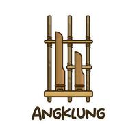 houten muziek- instrumentaal angklung logo ontwerp vector