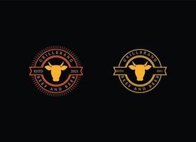 wijnoogst steak huis en barbecue restaurant ontwerp logo sjabloon. vector