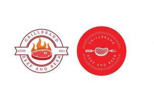 wijnoogst steak huis en barbecue restaurant ontwerp logo sjabloon. vector