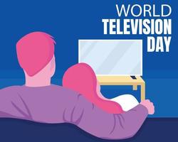 illustratie vector grafisch van een paar is zittend aan het kijken televisie, perfect voor Internationale dag, wereld televisie dag, vieren, groet kaart, enz.