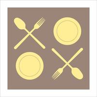 bord, lepel, vork en mes bestek vector ontwerp