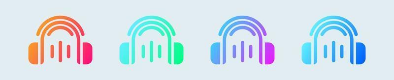 hoofdtelefoons solide icoon in helling kleuren. oortelefoons tekens vector illustratie.