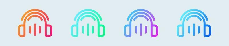 hoofdtelefoons lijn icoon in helling kleuren. oortelefoons tekens vector illustratie.