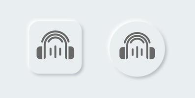 hoofdtelefoons solide icoon in neomorf ontwerp stijl. oortelefoons tekens vector illustratie.
