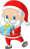 de schattig de kerstman claus is geven de geschenk doos naar de kinderen in de Kerstmis dag vector