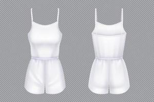 vrouw wit jumpsuit met shorts mockup vector