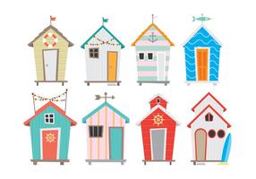 Heldere en Kleurrijke Seaside Cabana Icons vector