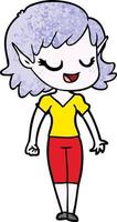 vector elf meisje karakter in tekenfilm stijl