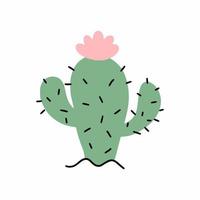 cactus met bloem. stekelig fabriek. vector tekening illustratie. sticker.