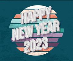wijnoogst nieuw jaar vooravond kaart, retro gelukkig nieuw jaar 2023 groet vector sjabloon, nieuw jaar wens ansichtkaart