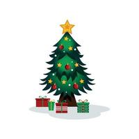 kerstboom met veel vakantiegeschenken, wachtend op de vakantie - vector
