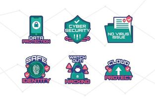 stickerpakket voor cyberbescherming vector