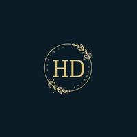eerste hd schoonheid monogram en elegant logo ontwerp, handschrift logo van eerste handtekening, bruiloft, mode, bloemen en botanisch met creatief sjabloon. vector