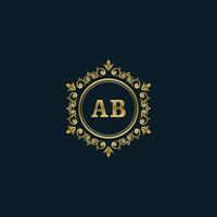 brief ab logo met luxe goud sjabloon. elegantie logo vector sjabloon.