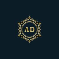 brief advertentie logo met luxe goud sjabloon. elegantie logo vector sjabloon.