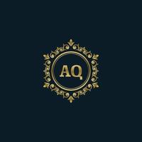 brief aq logo met luxe goud sjabloon. elegantie logo vector sjabloon.