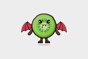 schattig mascotte tekenfilm kiwi fruit dracula met Vleugels vector