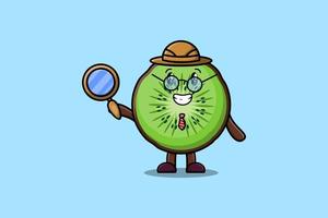 schattig tekenfilm karakter kiwi fruit detective vector