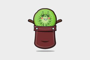 schattig tekenfilm kiwi fruit komt eraan uit van zak- vector