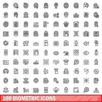 100 biometrisch pictogrammen set, schets stijl vector