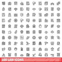 100 wet iconen set, Kaderstijl vector