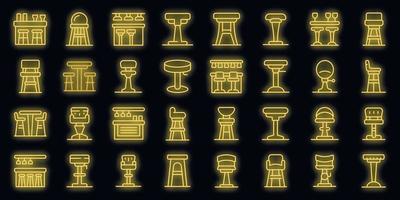 bar stoel pictogrammen reeks vector neon