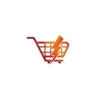 boodschappen doen kar met flash logo icoon. kar donder logo vector icoon illustratie