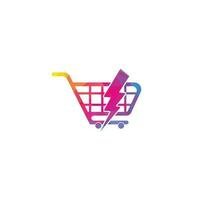 boodschappen doen kar met flash logo icoon. kar donder logo vector icoon illustratie