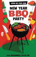 barbecue nieuw jaar partij poster concept vector