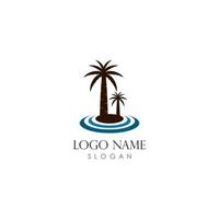 zonsondergang logo sjabloon met 2 kokosnoot boom vector icoon illustratie ontwerp