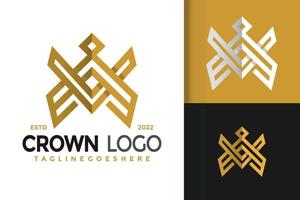 brief v of een kroon logo ontwerp, merk identiteit logos vector, modern logo, logo ontwerpen vector illustratie sjabloon