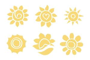 set doodle sun.design elementen. vectorillustratie. vector