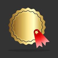 goud medaille met rood lint decoratie, vector illustratie