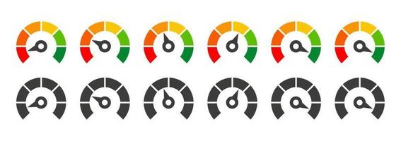 reeks van snelheidsmeter pictogrammen. vector illustratie