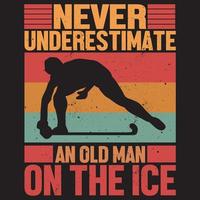 nooit onderschatten een oud Mens Aan de ijs vector