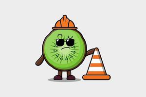 bouw arbeider kiwi fruit schattig karakter vector