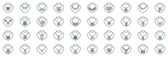 verzameling van pictogrammen verwant naar ketting en sieraden, inclusief pictogrammen Leuk vinden zon, vis, vogel, dolfijn en meer. vector illustraties, pixel perfect reeks