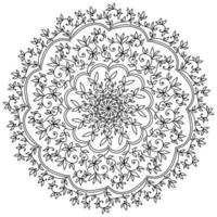 delicaat mandala met krullen en doodles bladeren, meditatief bladzijde met kruiden patronen vector