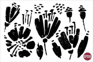 vector reeks van inkt tekening wild papaver bloemen, zaden en zaad capsules. monochroom artistiek botanisch elementen, hand- getrokken grafisch bronnen.
