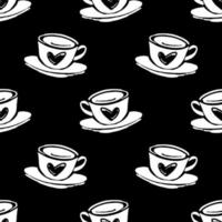 hand- getrokken naadloos patroon met koffie cups divers vormen met drinken rietjes. dempen kleuren herhaalbaar achtergrond. vector