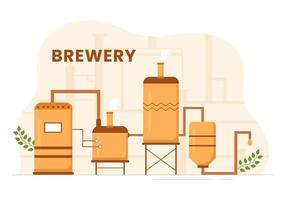 brouwerij productie werkwijze met bier tank en fles vol van alcohol drinken voor fermentatie in vlak tekenfilm hand- getrokken Sjablonen illustratie vector